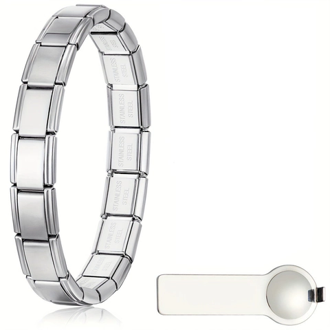 Italienisches Modulares Gliederarmband Edelstahl Minimalistisches DIY Stretch Armreif Für Herren Damen Schmuck Gold Silber Farbe