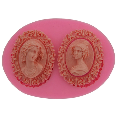 Molde de Silicona para Fondant con Relieve de Camfeo de Dama Victoriana Europea para Decoración de Pasteles Chocolate