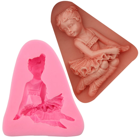 Stampo in Silicone per Fondente Ragazza Balletto Stampo per Cioccolato Gelatina Budino Ragazza Sapone Candela Resina Gesso Strumenti da Forno