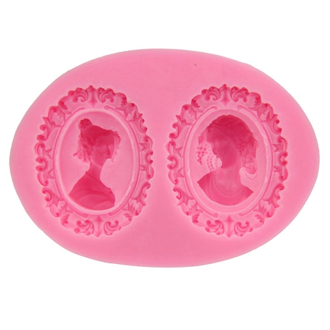 Molde de Silicona para Fondant con Relieve de Camfeo de Dama Victoriana Europea para Decoración de Pasteles Chocolate