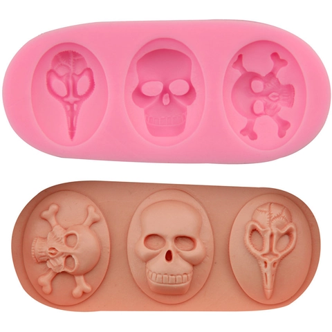 Piratenschädel Silikon Fondant Kuchenform Vogel Menschlicher Schädel Knochen Schokolade DIY Backwerkzeug Halloween Süßigkeiten Form Zubehör