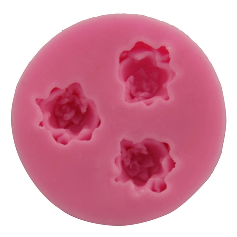 Stampo in Silicone 3D a Tre Cavità a Forma di Rosa per Fondente Strumenti per Decorazione Torte DIY per Cioccolato Gelatina Sapone