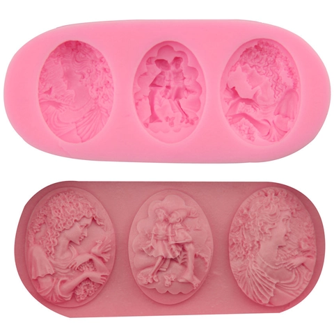 3D Klassisches Porträt Relief Silikonform Europäischer Stil Mädchen Liebhaber Fondant Kuchenform Für Schokolade DIY Backen