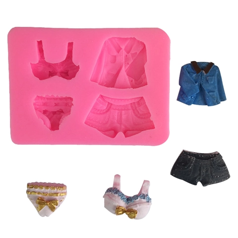 Bikini Silicone Fondant Cake Mold Bra Panties Jacket Shorts Shape Chocolate Jelly Pudding Tool Clothes Silicone Mold
