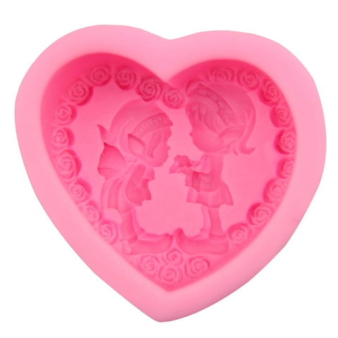 Herzförmige Engel Elf Silikon Fondantform Rose 3D Relief Kuchen Dekorieren Werkzeuge Für Schokolade Seife DIY Backen