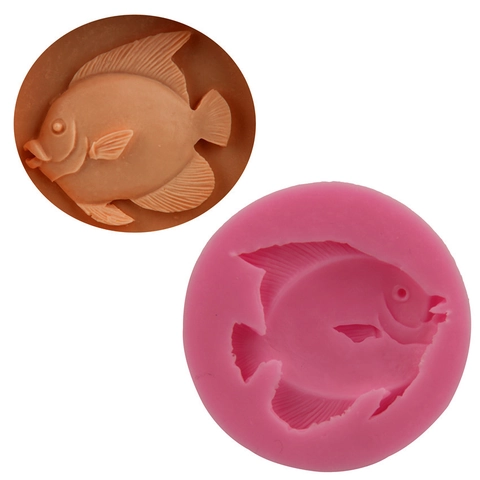 Molde de Silicona para Pasteles de Fondant con Forma de Pez para Chocolate Gelatina Mousse Herramientas de Repostería Hechas a Mano
