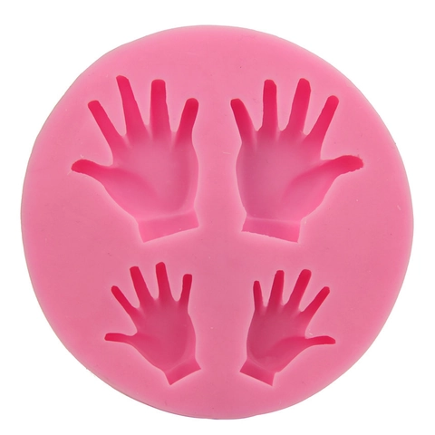 4-Hole Hand Palm Silicone Fondant Mold 3D Shape DIY Baking Tool For Cake Decorating Chocolate Candy Handmade Soap Making