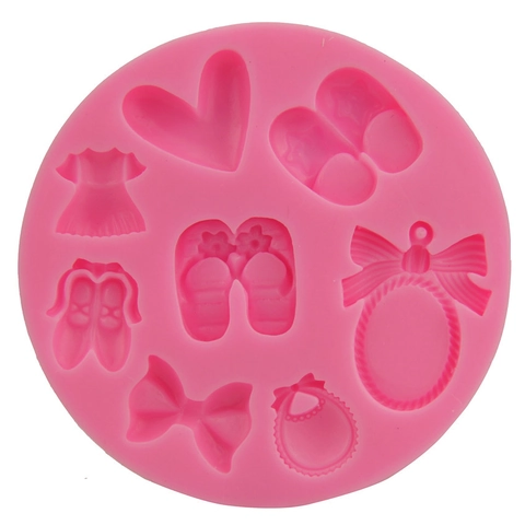Silikon Fondant Kuchenform Für DIY Backen Dessert Werkzeug Mit Herz Kleid Schuh Bogen Schleife Rahmen Mehrere Muster Form