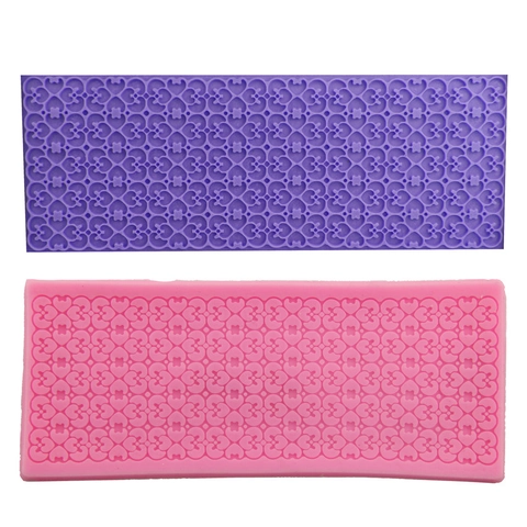 Stampo per Torte Fondente con Bordo in Pizzo in Silicone Strumento per Pasticceria Fai-da-te con Motivo a Rilievo Floreale