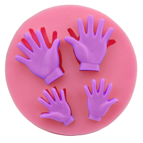 4-Hole Hand Palm Silicone Fondant Mold 3D Shape DIY Baking Tool For Cake Decorating Chocolate Candy Handmade Soap Making