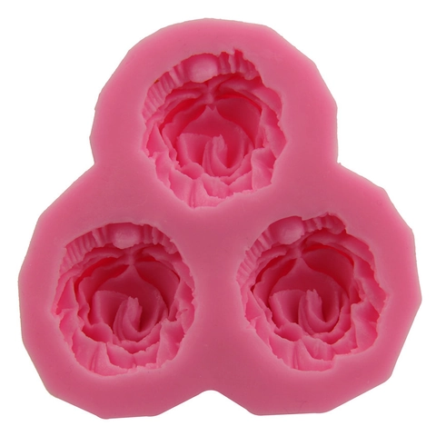 Stampo in Silicone a Forma di Rosa a Tre Fori per Torte Fondente Cioccolato Caramelle Sapone Strumento da Cucina Fai da Te