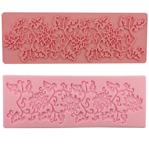 Florale Spitze Silikon Fondant Kuchenform Rebe Blume Muster Backwerkzeug Für Schokolade Mousse DIY Zuckerwerk Deko Zubehör