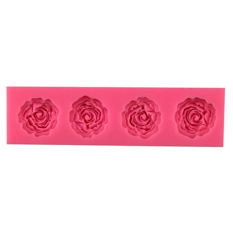 3D Τριαντάφυλλο Καλούπι Σιλικόνης 4 Θέσεων DIY Εργαλείο Ζαχαροπλαστικής για Φοντάν Σοκολάτα Σαπούνι Διακόσμηση Τούρτας