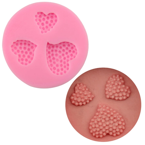 3-Hole Heart Shape Silicone Fondant Mold DIY Baking Tool For Cake Decoration Chocolate Mousse Jelly Handmade Soap Mold