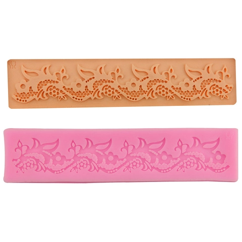 Molde de Silicona con Encaje de Flores y Vides para Fondant Decoración de Bordes de Pasteles Herramienta de Horneo DIY