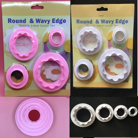 Dubbelzijdige Gegolfde Rand Bakvorm Plastic Fondant Modelleergereedschap Ronde Gegolfde Koekjesvormen Voor Bakken