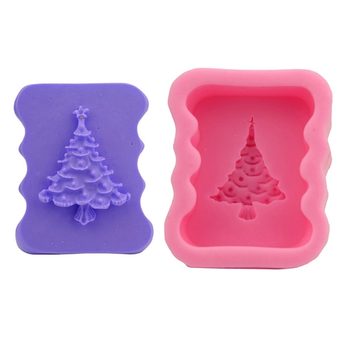 Stampo in Silicone 3D per Albero di Natale Per Decorazione Torte Rettangolo Fondente Cioccolato Fai-da-te Sapone Fatto a Mano Candela Strumento Artigianale