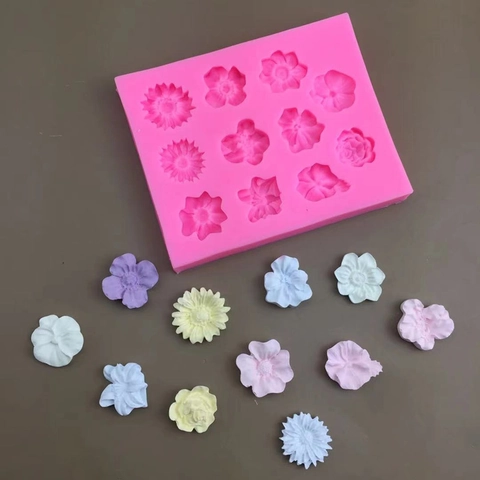 Stampo per Fondente in Silicone a 11 Cavità a Forma di Fiore Strumento Fai da Te per Decorare Torte Cioccolato Zucchero Cucina
