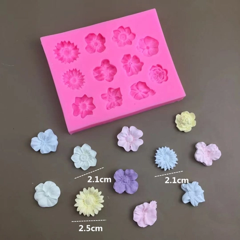 Stampo per Fondente in Silicone a 11 Cavità a Forma di Fiore Strumento Fai da Te per Decorare Torte Cioccolato Zucchero Cucina
