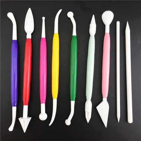 Fondant Cake Decorating Tools Kit Plastic Sugar Craft Carving Tools For Modeling Sculpture DIY Baking Accessories Multicolor