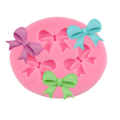 Bowknot Silicone Mold For Fondant Cake Decoration Chocolate Sugar Craft Handmade Soap Baking Tool Cake Mold Pink Bow Design