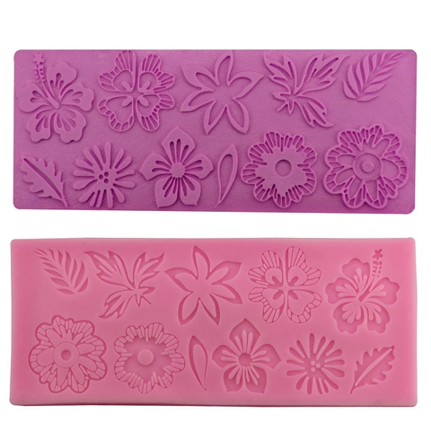 Molde de Silicona para Fondant con Hojas Florales Vintage Herramienta de Decoración de Bordes de Pasteles DIY para Chocolate