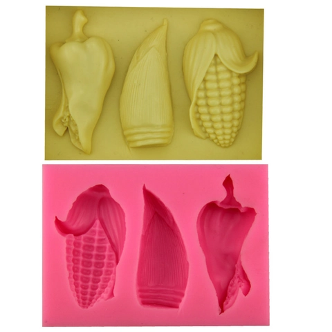 Silikon Gemüse Kuchenform 3-Fach Mais Bambussprosse Chili Fondant Schokoladenform DIY Backen Dekoration Werkzeug Küchenzubehör
