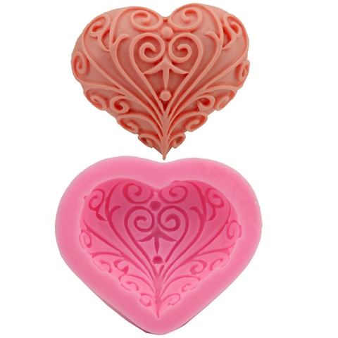 Totem Herz Relief Silikon Kuchenform Vintage Europäisches Rollwerk Fondant Backwerkzeug Für Schokolade Handgemachte Seife DIY Basteln