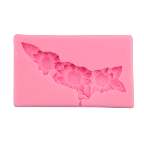3 Cavity Zonnebloem Fondant Siliconen Vorm 3D Bloem Taart Decoreren Vorm DIY Gebak Bakken Keukengerei Voor Chocolade Snoep Hars Zeep Decoratie
