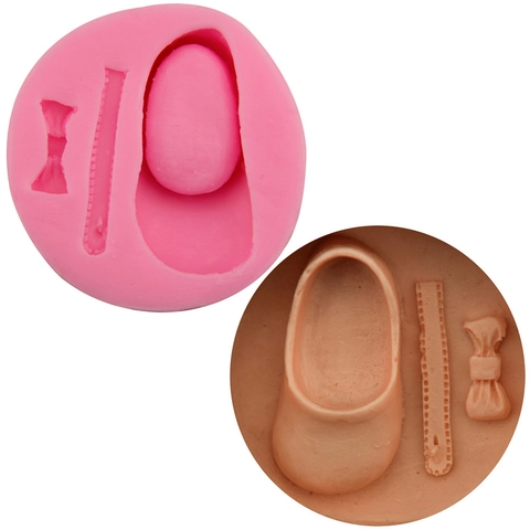 Stampo in Silicone per Fondente a Forma di Scarpette da Ballo e Fiocco per Dolci Cioccolato Sapone Argilla Decorazione