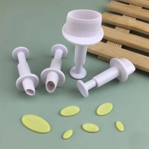Cortador de Embolo Ovalado Herramientas Decoracion Pasteles Fondant Molde Grabado Ovalado Plastico para DIY Hornear Galletas