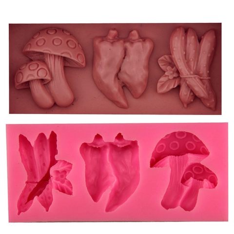 Stampo in Silicone per Fondente Verdure 3D Fungo Peperone Okra Strumento per Cottura Fai-Da-Te per Decorazione Torte Cioccolato