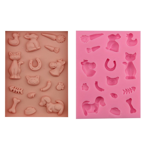 Molde de Silicona para Pasteles Fondant Serie Animales Herramienta para Hornear Chocolate DIY Multicavidad Accesorio de Repostería