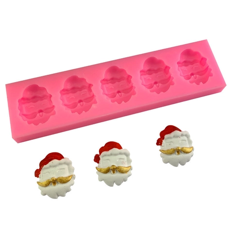 Stampo in Silicone per Fondente a Forma di Babbo Natale Multi-Cavità Fai da Te Strumento per Decorazione Torte e Cioccolato