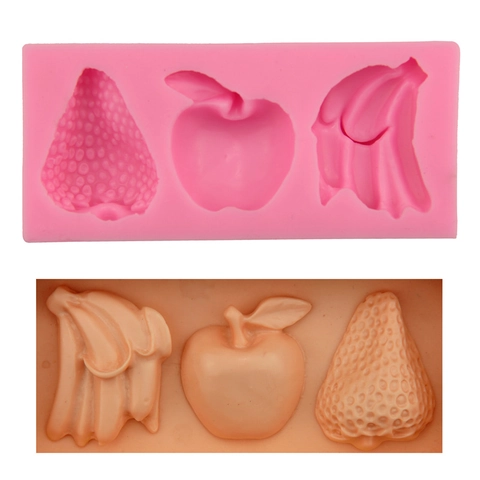 Moule à Gâteau en Silicone Forme de Fruits Fraise Pomme Banane Chocolat Bonbons Outil de Cuisson DIY Décoration de Pâtisserie
