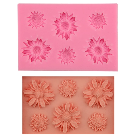 Sunflower Daisy Flower Shape Silicone Fondant Cake Mold Floral Chocolate Candy Baking Tool For DIY Sugar Craft Cake Decorating