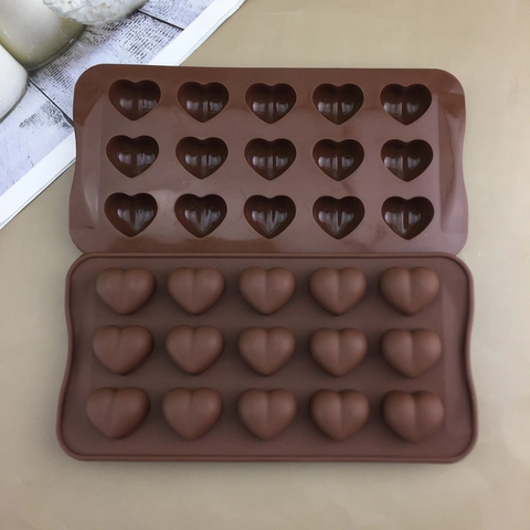Flexibel Silikon Herz Wassertropfen Schokoladenform 15 Vertiefungen Kuchen Dekoration Werkzeug Handgemachte Seifenform Braun Backform