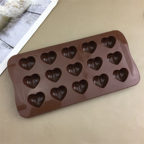 Flexibel Silikon Herz Wassertropfen Schokoladenform 15 Vertiefungen Kuchen Dekoration Werkzeug Handgemachte Seifenform Braun Backform