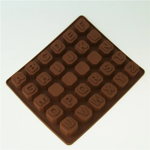 Alphabet Buchstaben Und Leerzeichen Silikonform Für Schokolade Kuchen Pudding Handgemachte Seife DIY Backwerkzeug Braun