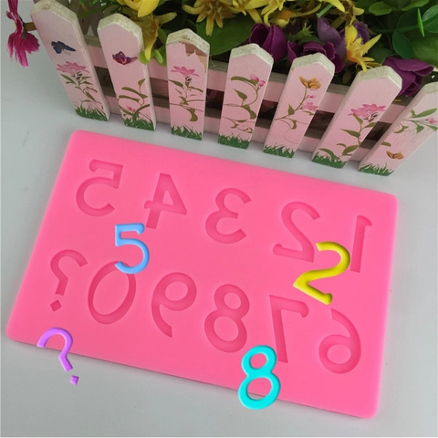 Arabic Numbers Silicone Fondant Mold DIY Cake Decoration Baking Tool For Chocolate Sugarcraft Gum Paste Numbers Pink Mold