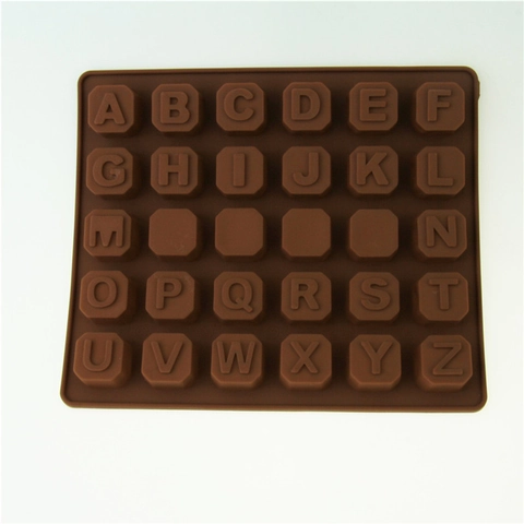 Alphabet Buchstaben Und Leerzeichen Silikonform Für Schokolade Kuchen Pudding Handgemachte Seife DIY Backwerkzeug Braun