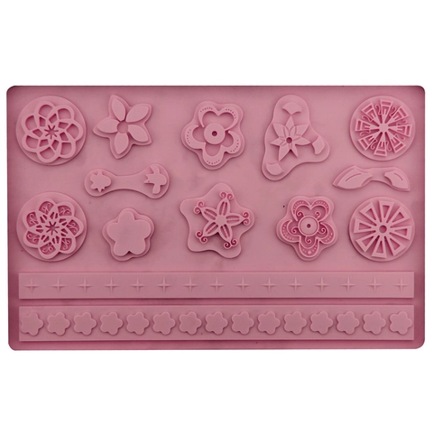 Silikon Fondant Kuchenform Blume Stern Spitze Rand Prägung Matte DIY Schokolade Sugarcraft Backwerkzeug Dekorative Tonform