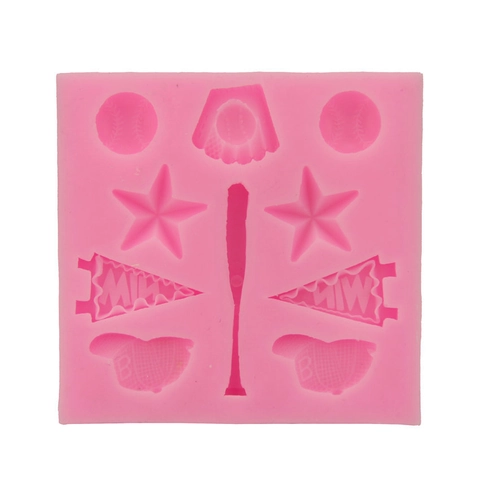 Baseball Theme Silicone Cake Mold Baseball Bat Cap Star Shaped DIY Fondant Baking Tool Chocolate Handmade Soap Craft Mold