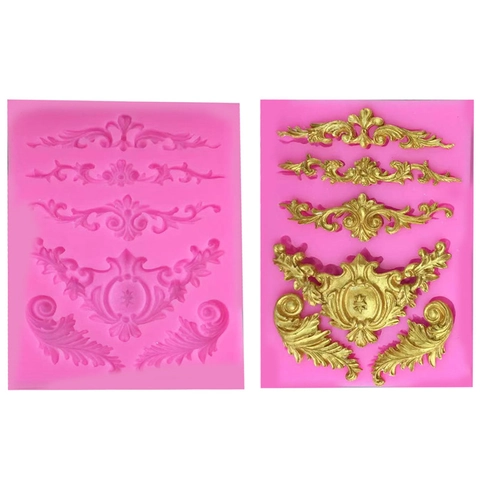 Baroque Style Vine Flower Silicone Mold Fondant Cake Decoration Mold DIY Relief Lace Border For Baking Chocolate Candy