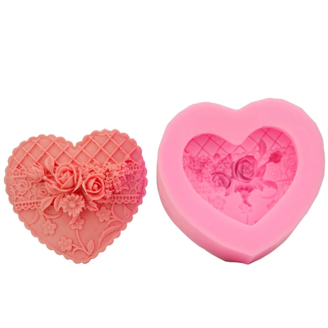 Stampo per Torte in Silicone a Forma di Cuore di Rosa 3D Strumenti per Fondente Fai-da-te per Cioccolato Sapone Caramelle Cucina