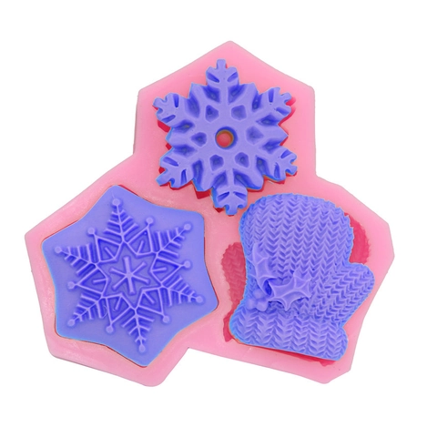 Schneeflocke Fäustling Silikon Kuchenform DIY Fondant Backwerkzeug Winter Thema Schokolade Seifenform Für Weihnachtsfeier Dekoration