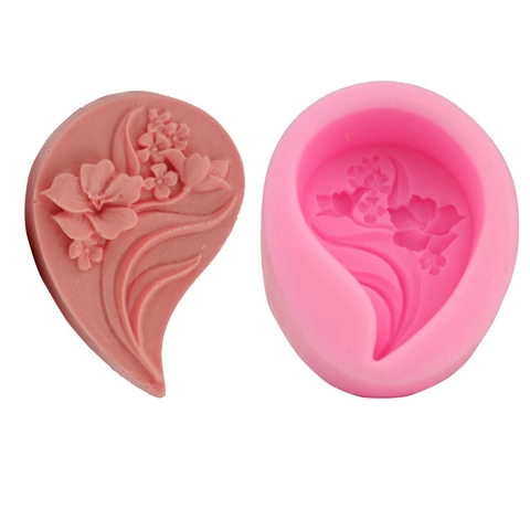Molde de Silicona con Forma de Hoja de Flor para Pasteles Jabón Vela Bricolaje Herramienta de Panadería Diseño en Relieve