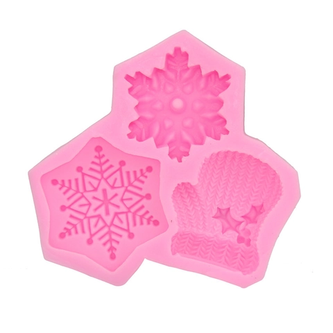 Schneeflocke Fäustling Silikon Kuchenform DIY Fondant Backwerkzeug Winter Thema Schokolade Seifenform Für Weihnachtsfeier Dekoration