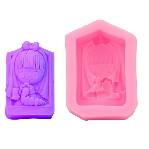 3D Kleines Mädchen Form Silikon Kuchenform Cartoon Mädchen Fondant Schokolade Seife DIY Backwerkzeug Rosa Silikon Küche