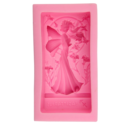 Molde de Silicona Sagitario Hada Ángel Relieve 3D Niña Alada DIY Jabón Artesanal Pastel Fondant Chocolate Herramienta